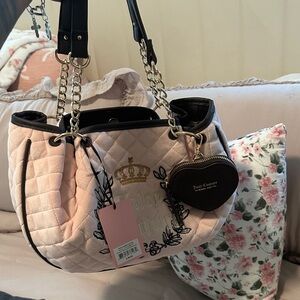 Juicy Couture Blush Quilted Shoulder Bag with Gold Accents